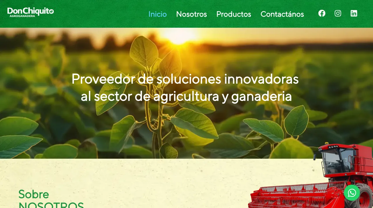 Captura de la página de inicio de Don Chiquito Agroganadera